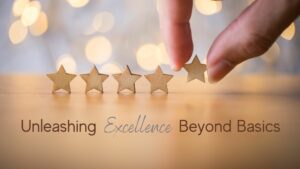 Five little stars. Fingers placing fifth star for unleashing excellence beyond basics for virtual executive assistants.
